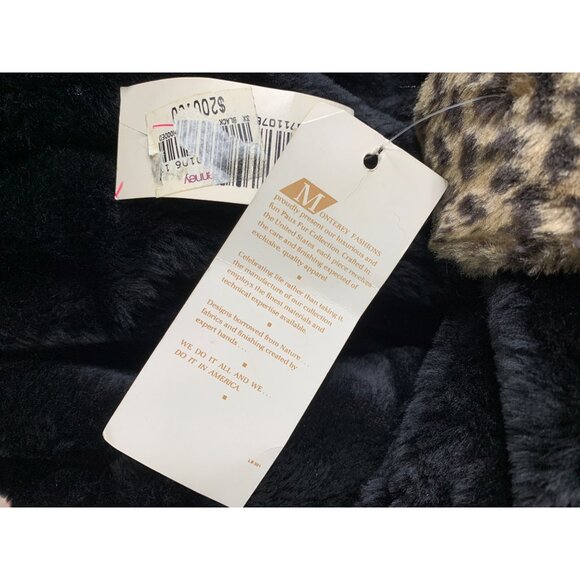 Black Faux Fur Coat Leopard Print Trim Hooded Monterey Fashions 3X RG10187 - Picture 12 of 13
